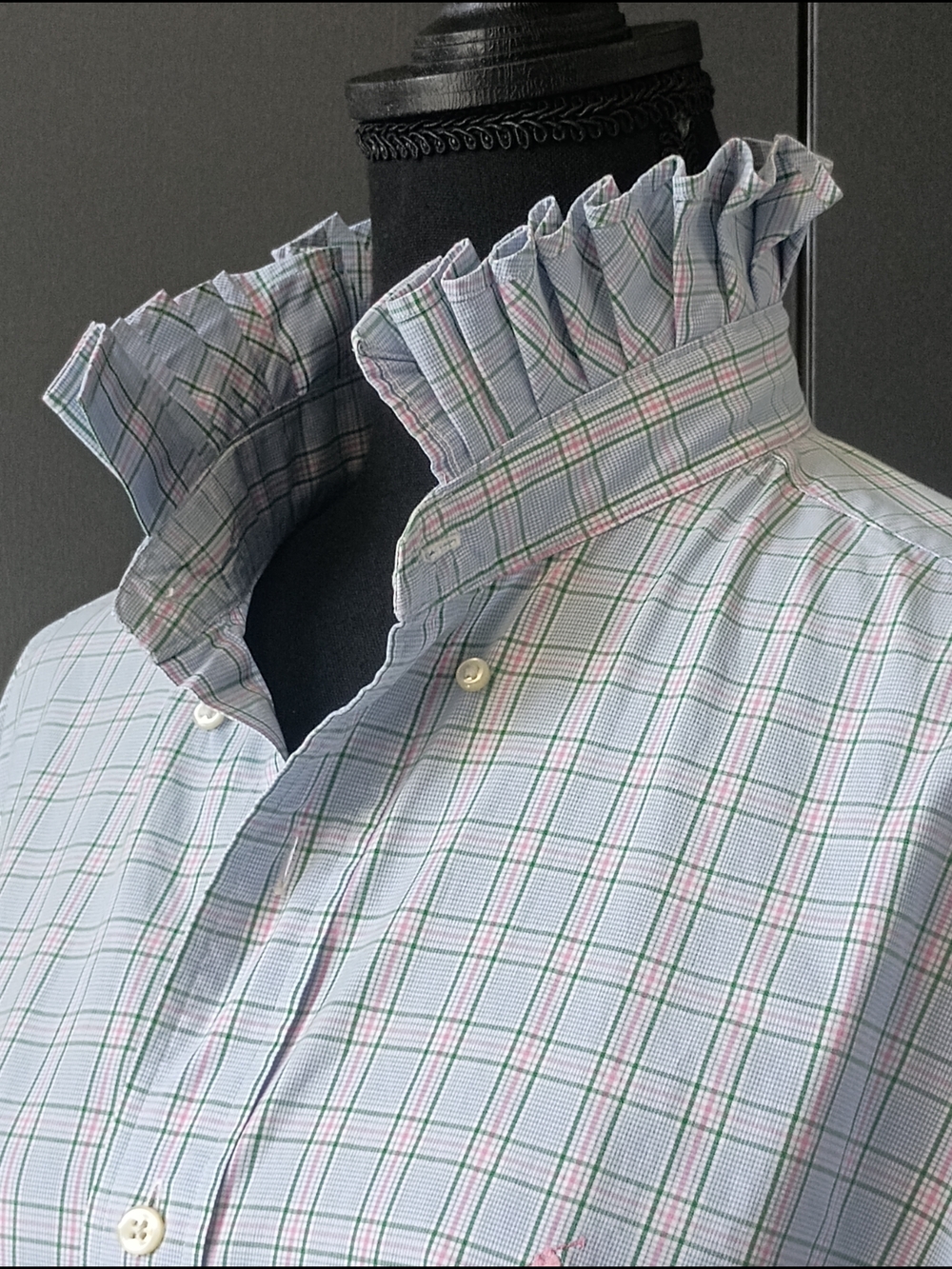 Upcycled Women's Ralph Lauren Ruffled Collar Shirt #088 - Picture 2 of 9